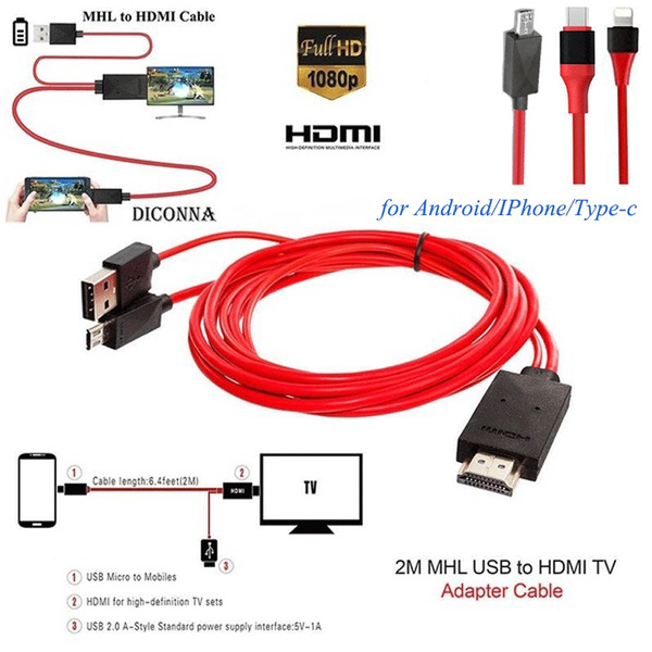 Mhl Micro Usb To Hdmi Tv Adapter Cable For Android Smart Phone 1080p Hd