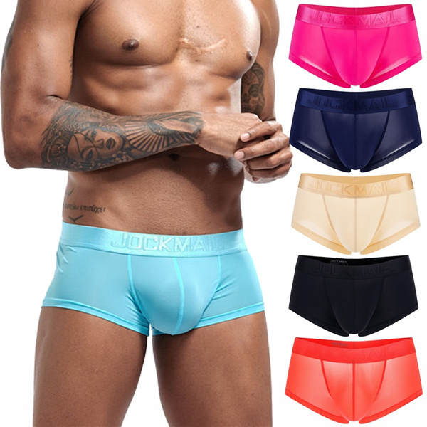 JOCKMAIL Brand Ice Silk Loom Men's Breathable Micro Mesh Low Rise Trunks