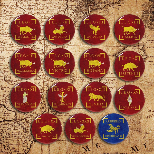 Ancient Roma Roman Legion Emblem Pin Back Badge Ancient Flag Button Tin ...