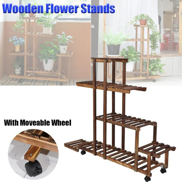 Wooden Flower Stands Plant Pot Rack Plant Display Stand Shelf With