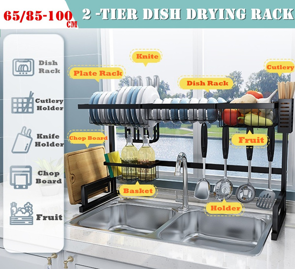 over sink dish drying rack sink size65 85 100cm adjustable dish drying rack toolless installation stainless steel over the sink dish drying rack
