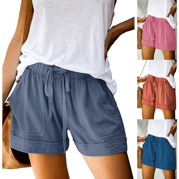 Pantalones Cortos Informales De Verano Para Mujer, Pantalones Cortos De  Talla Grande, Cintura Alta, Pantalones Cortos Con Cordón, Pantalones Cortos  Sueltos A La Moda, Pantalones Cortos Para Mujer | Wish