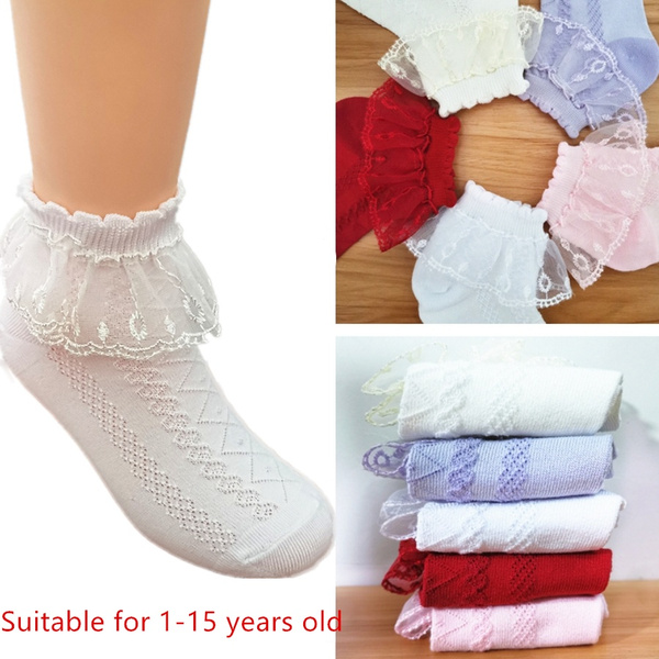 Baby Girls Kids Socks Cotton Lace Mesh Breathable Socks Frilly Ankle Socks Kids 