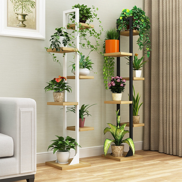 6 Tier Bamboo Plant Stand Rack Multiple, Outdoor Corner Shelving Unit
