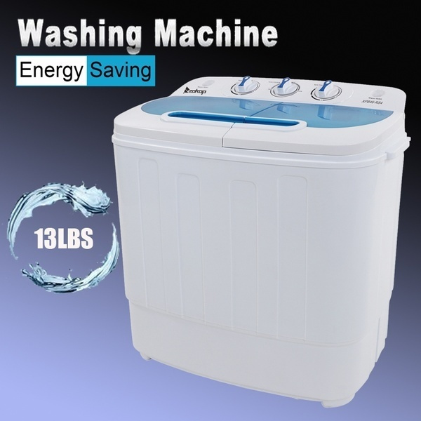 Segawe 13lb Portable Mini Twin Tub Washing Machine - 8lb Washer + 5lb Spin Dryer, Compact Top-Load, White