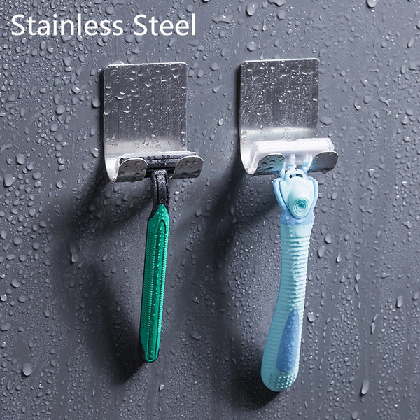Holder for Shower, Shaver Holder Hanger Wall Adhesive Hooks Steel