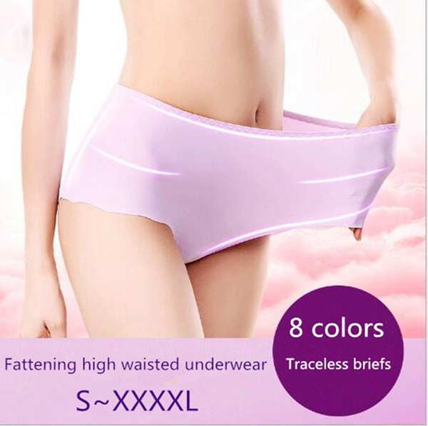 New Fashion Fat MM300 Jin Large Size WOMEN'S Panties Viscose Solid Seemless Briefs  Plus-sized High Waist Underwear