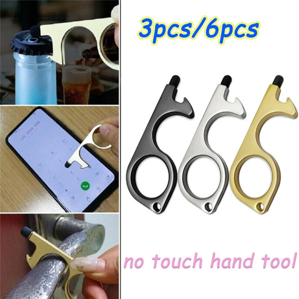 3PCS Clean Key Door Opener Handheld Keychain No Touch Hand Tool with Stylus Tips 