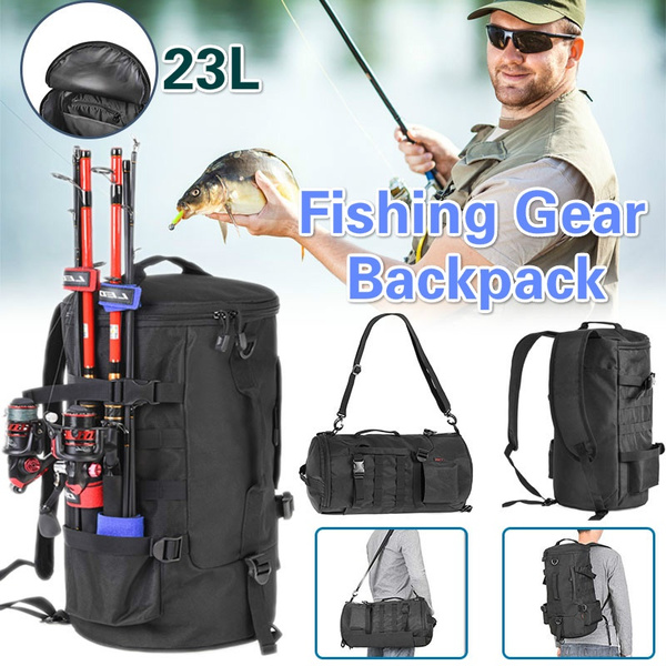 23L Fishing Tackle Backpack Storage Bag, Outdoor Backpack, Fishing Tackle  Bag, Waterproof Fishing Backpack with Rod Bracket