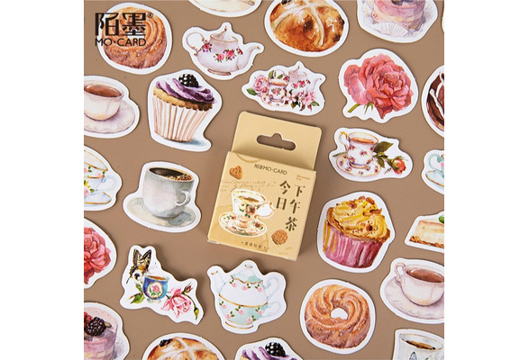 1 PCS Cafe Trivia Coffee Food Items Deco Cute Small Diary Travel Paper  Stickers Book Journal Label Sticker School Supplies