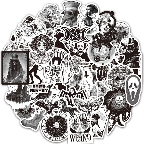 Black White Punk Goth Fashion Horror Graffiti Stickers For