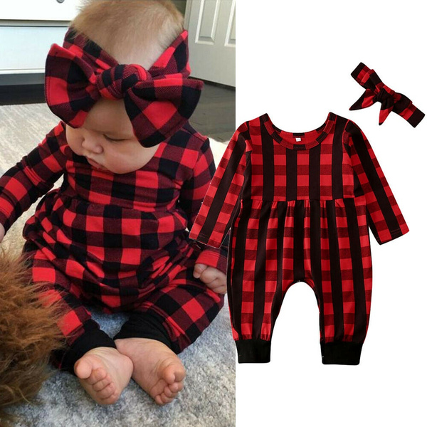 baby girl plaid romper
