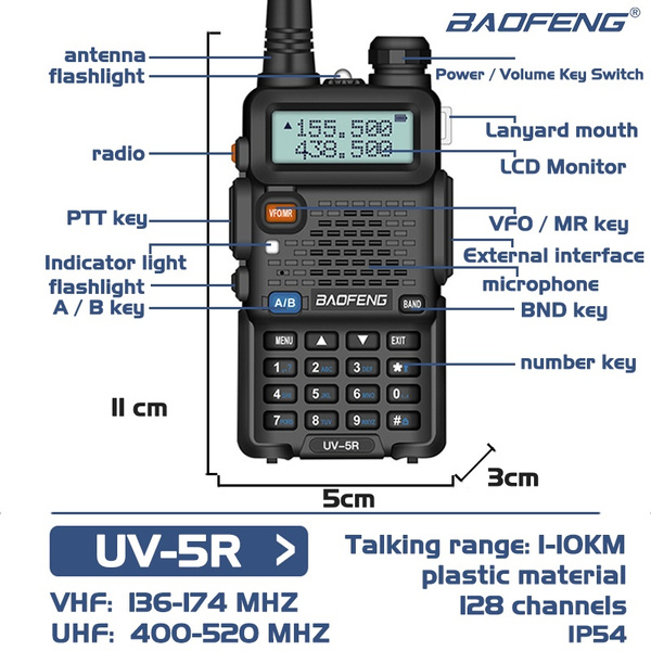 Baofeng 5W Two Way CB Radio Police Scanner Uhf Vhf Dualband 110km Long