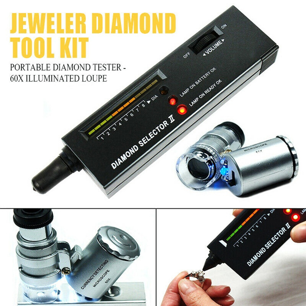 2-in 1 Portable Diamond Tester Pen with 60X LED Lighted Loupe