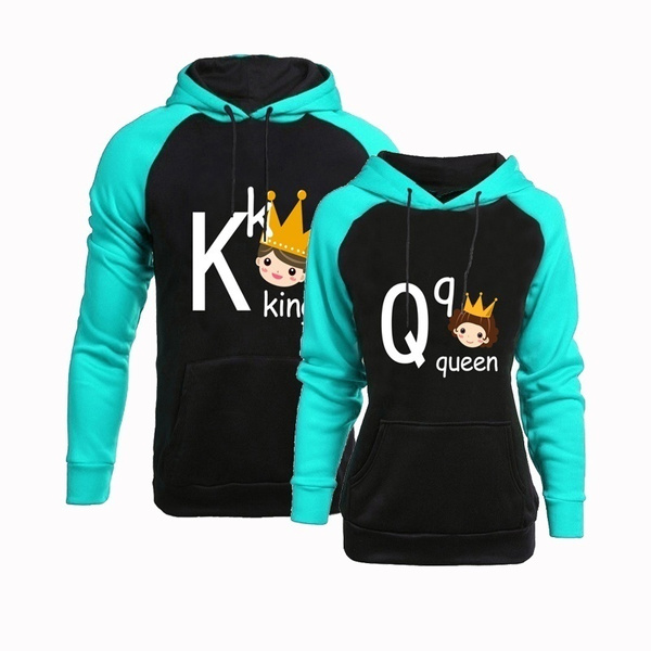 king and queen moletom com capuzs