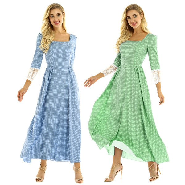 Polka Dot Square Neck Long Sleeve 