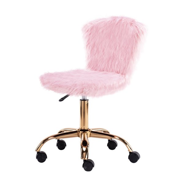 Gia Pink Fur Vanity Chair Makeup Stool, Pink Chair For Vanity