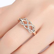 crystal ring, Infinity, wedding ring, gold