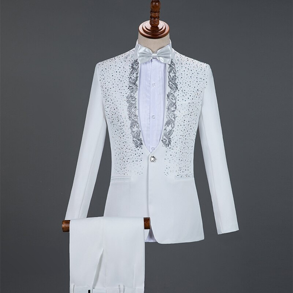 sparkly white suit