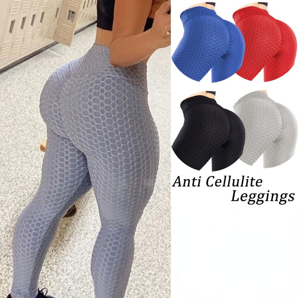 Women's Textured Butt Lift Leggings High Waist Yoga Pants Anti Cellulite  Workou