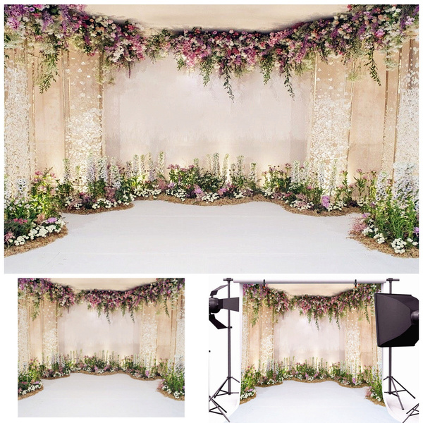 7x7FT/7x5FT/5x3FT Flowers Wall Scene Wedding Photography Background ...