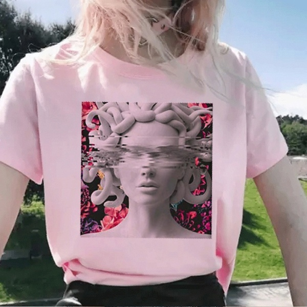 Poleras Mujer De Moda 2019 verano Camiseta mujeres Medusa estampado Vogue Harajuku Camiseta talla grande Camiseta est tica Camiseta Mujer