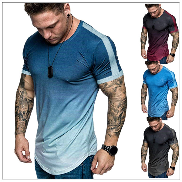 3D Men T Shirts Fashion Gradient Printed Tee Tops Casual Men Outdoor ...