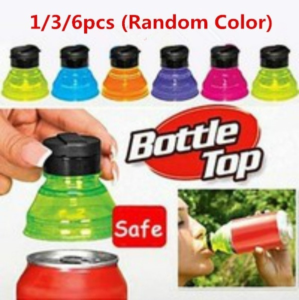 6Pcs Plastic Drinking Bottle Reusable Top Caps Can Convert Soda Saver Toppers 