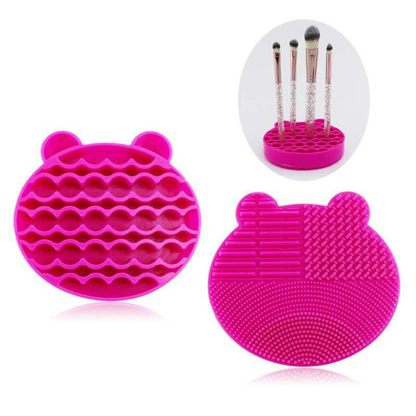 Pink-Silicone Makeup Brush Cleaner Pad Washing Scrubber Board Cleaning Mat  Tool