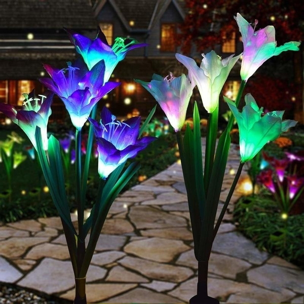 Garden Yard Decor Stake Color Change LED Lights Solar Powered Sunflower 