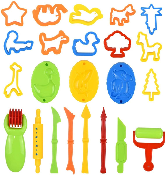 26PCS Playdough Tools and Cutters Set, Plasticine Tools and Cutters for  Toddlers Kids Children, Plastic Play Dough Rollers Cutters Molds Dough  Tools