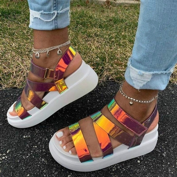 platform sandals colorful