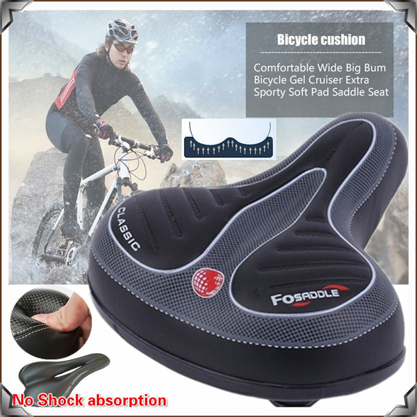Comfortable Wide Big Bum Bike Bicycle Gel Cruiser Extra Sporty Soft Pad Saddle 