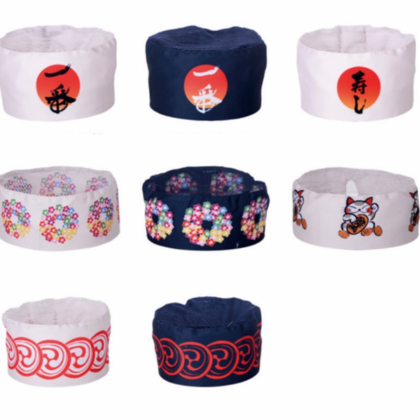 Size M Mesh top sushi server hat sushi chef hat NEW sushi server skull hats 