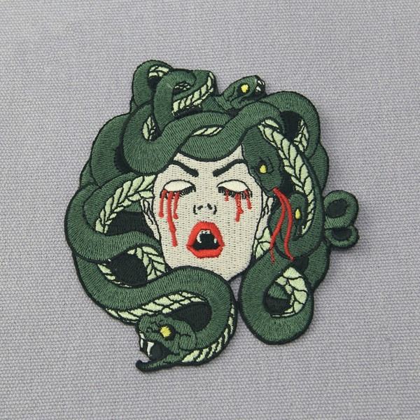 Embird Patch Embroidered Iron on Patches Pack The Bleeding Medusa