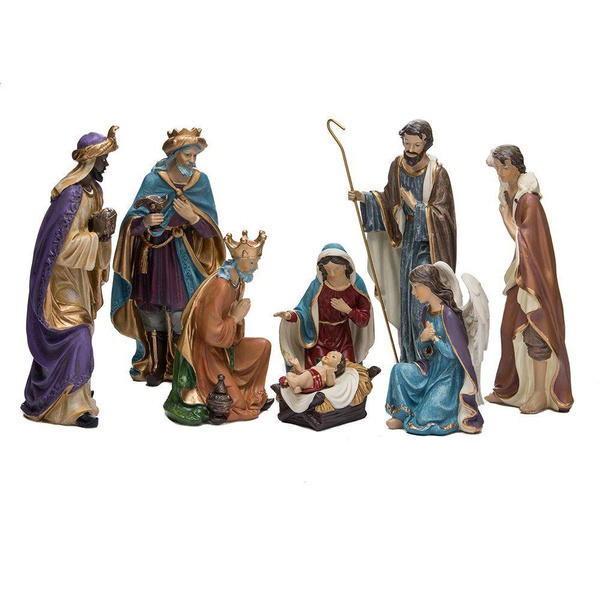 Christmas Nativity Scene Set 8 Piece Holiday Decoration C5710 9 Inch ...