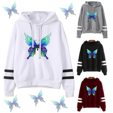 butterfly, hooded, Fleece Hoodie, stripehoodie