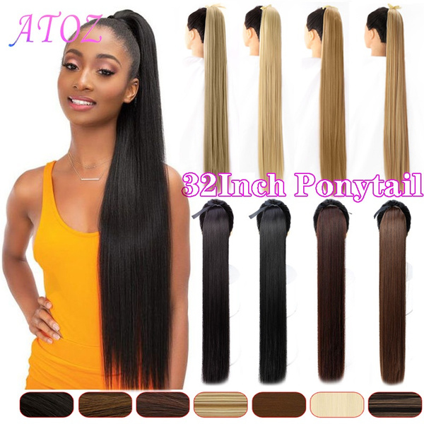 32Inch Long Silky Straight Ponytail Synthetic Hairpieces for Women