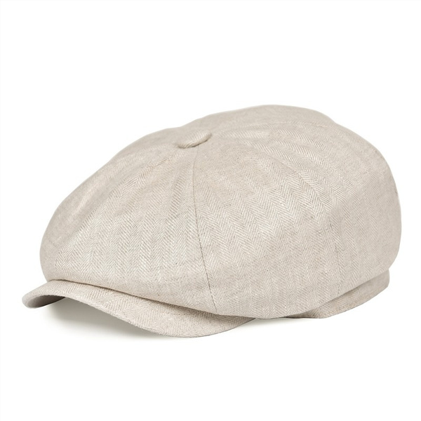 BOTVELA Newsboy Cap Herringbone Linen Bakerboy Caps Men Women