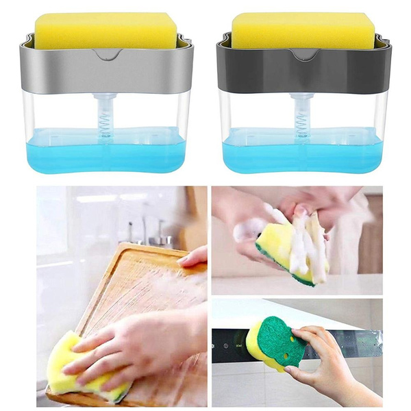 Dishwashing Soap Dispenser,Soap Dispenser Sponge Holder 2 in1,Dish soap Dispense 