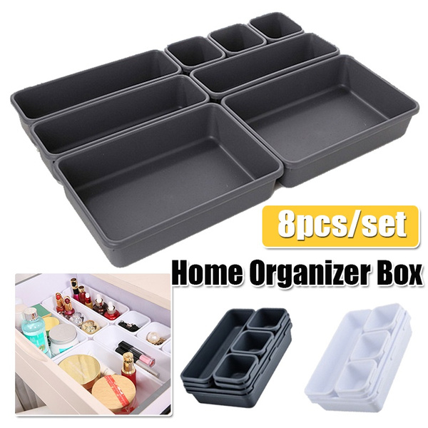 Details about   8pcs/set Storage Organizer Box Home Drawer Interlocking Narrow Drawer  Kitchen 