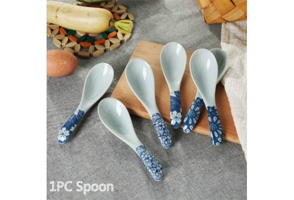 Chinese Retro Style Bump Texture Ceramic Long Spoon China Porcelain Coffee  Soup Spoon Tableware Kitchen Utensils - AliExpress