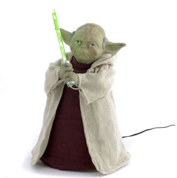 Star Wars Yoda with LED Light Up Lightsaber Christmas Tree Topper Decoration New 