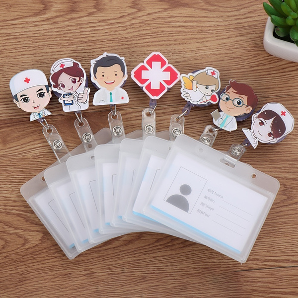 Cartoon Metal Clip Retractable Name Tags Business Work Card with