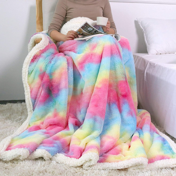 Rainbow best sale fur blanket