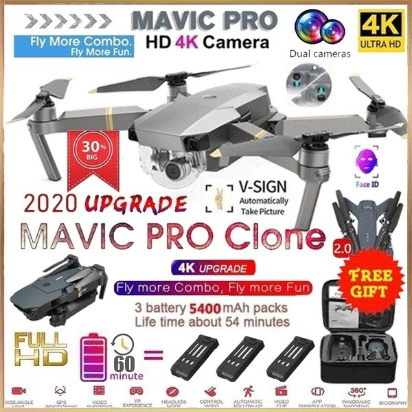 DJI Professional Mavic Pro Clone 4096P 4K HD Camera Folding Drone ...