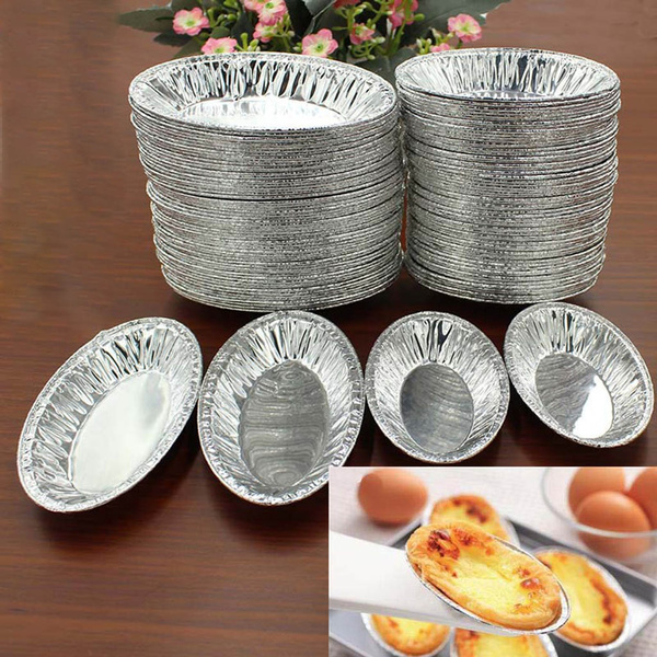250pcs Disposable Oval Loaf Pan Aluminum Tin Foil Egg Tart Mold Cupcake