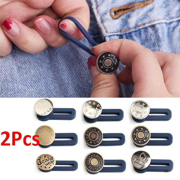 2Pcs Jeans Retractable Button Adjustable Detachable Extended Button For ...