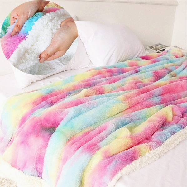 Naanle Star Rainbow Unicorn Blanket Crystal Velvet Flannel Bed Blankets Breathable Lightweight Thin Travel Thermal Antistatic Cozy Fluffy Warm Throw Blanket for Bed Soft Home Couch 50x60 in 