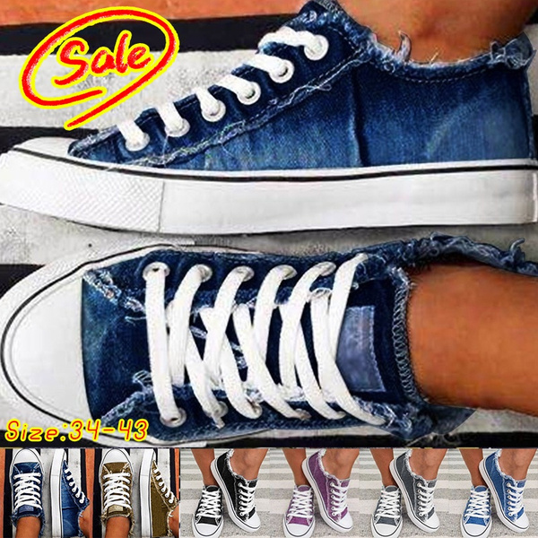 women's flats low top denim flat heel flats sneakers